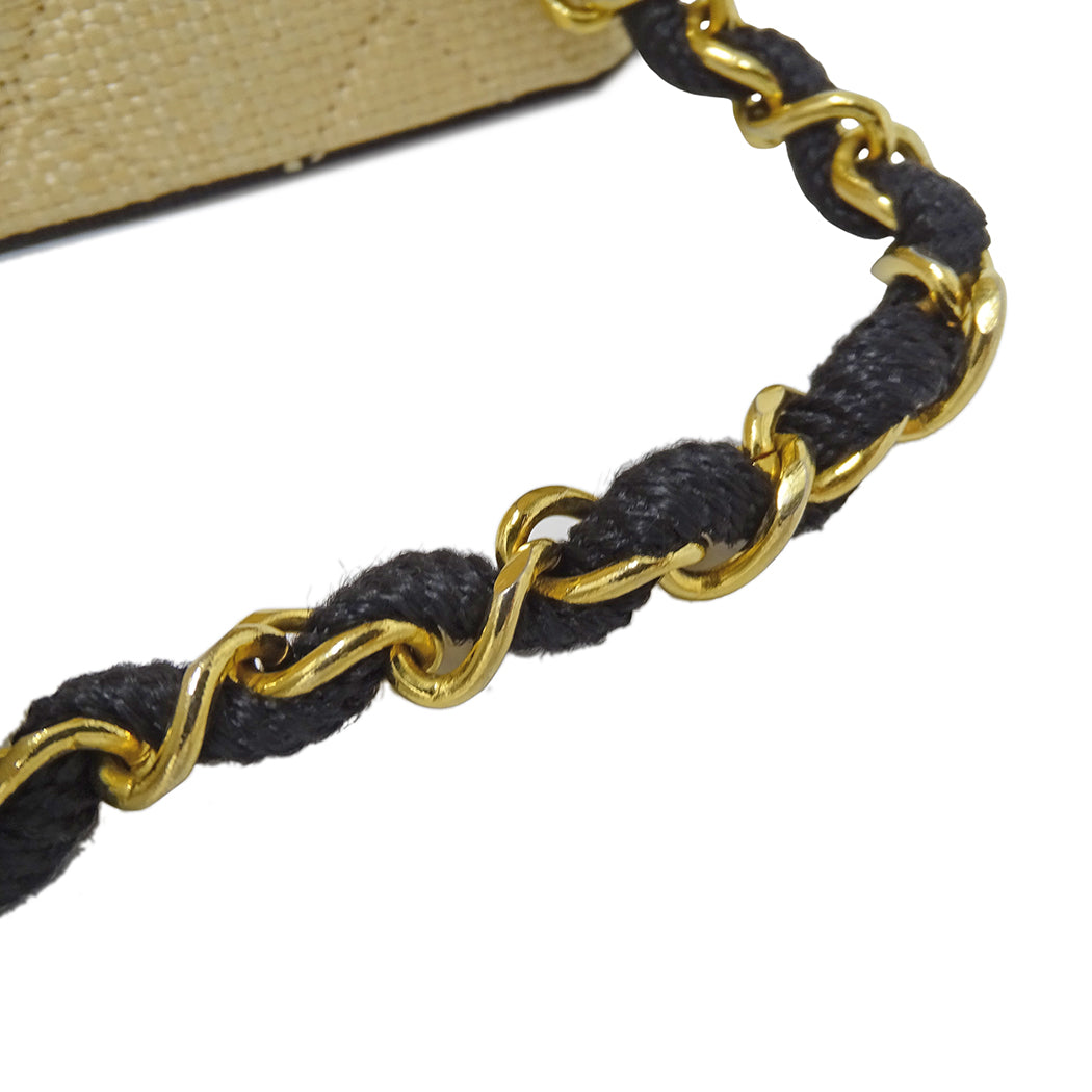 CHANEL シャネル ハンドバッグ ショルダーバッグ マトラッセ ベージュ ピンク 麦わら ストロー レディース 【中古】