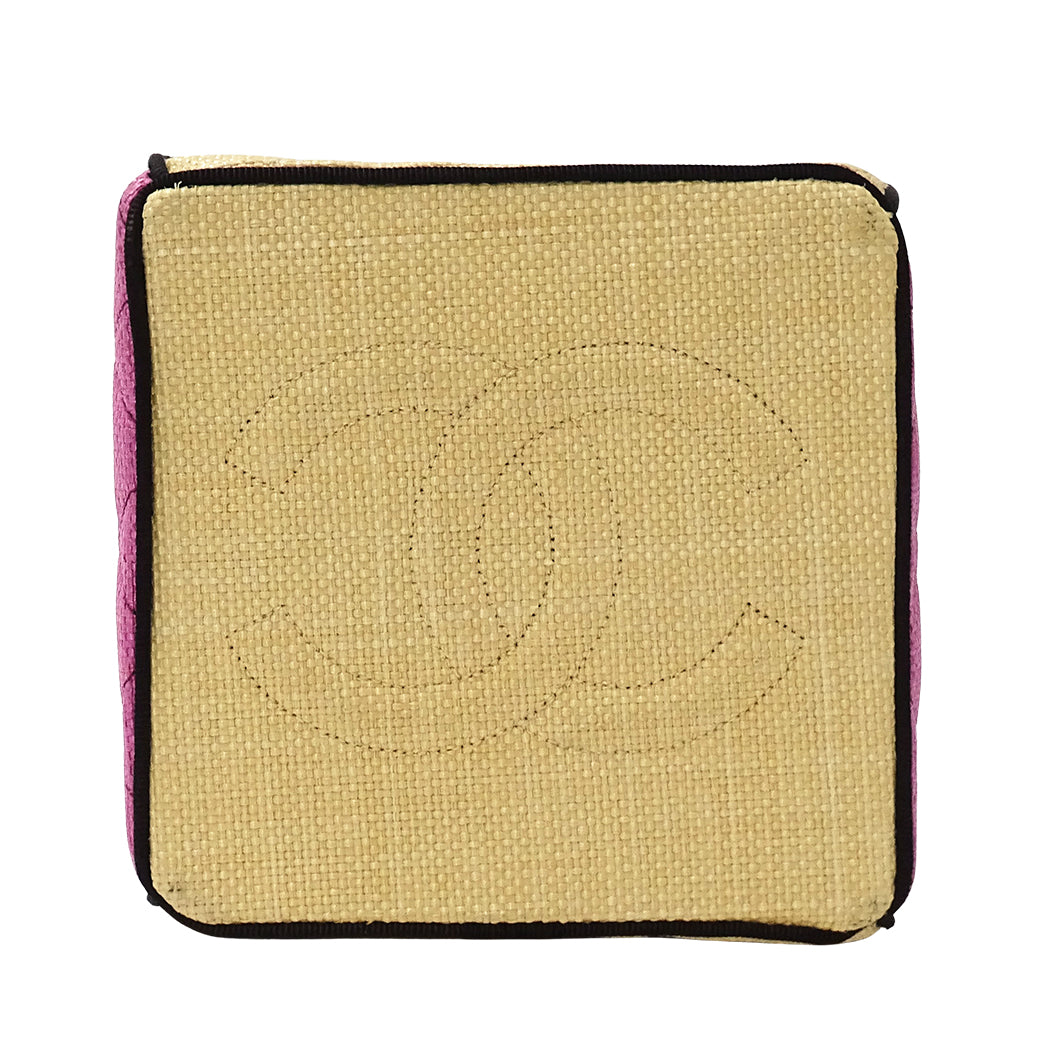 CHANEL シャネル ハンドバッグ ショルダーバッグ マトラッセ ベージュ ピンク 麦わら ストロー レディース 【中古】
