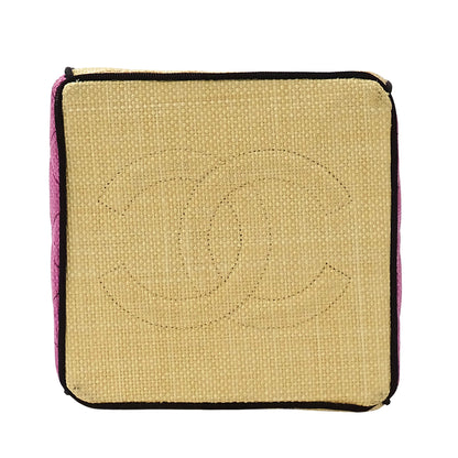 CHANEL シャネル ハンドバッグ ショルダーバッグ マトラッセ ベージュ ピンク 麦わら ストロー レディース 【中古】