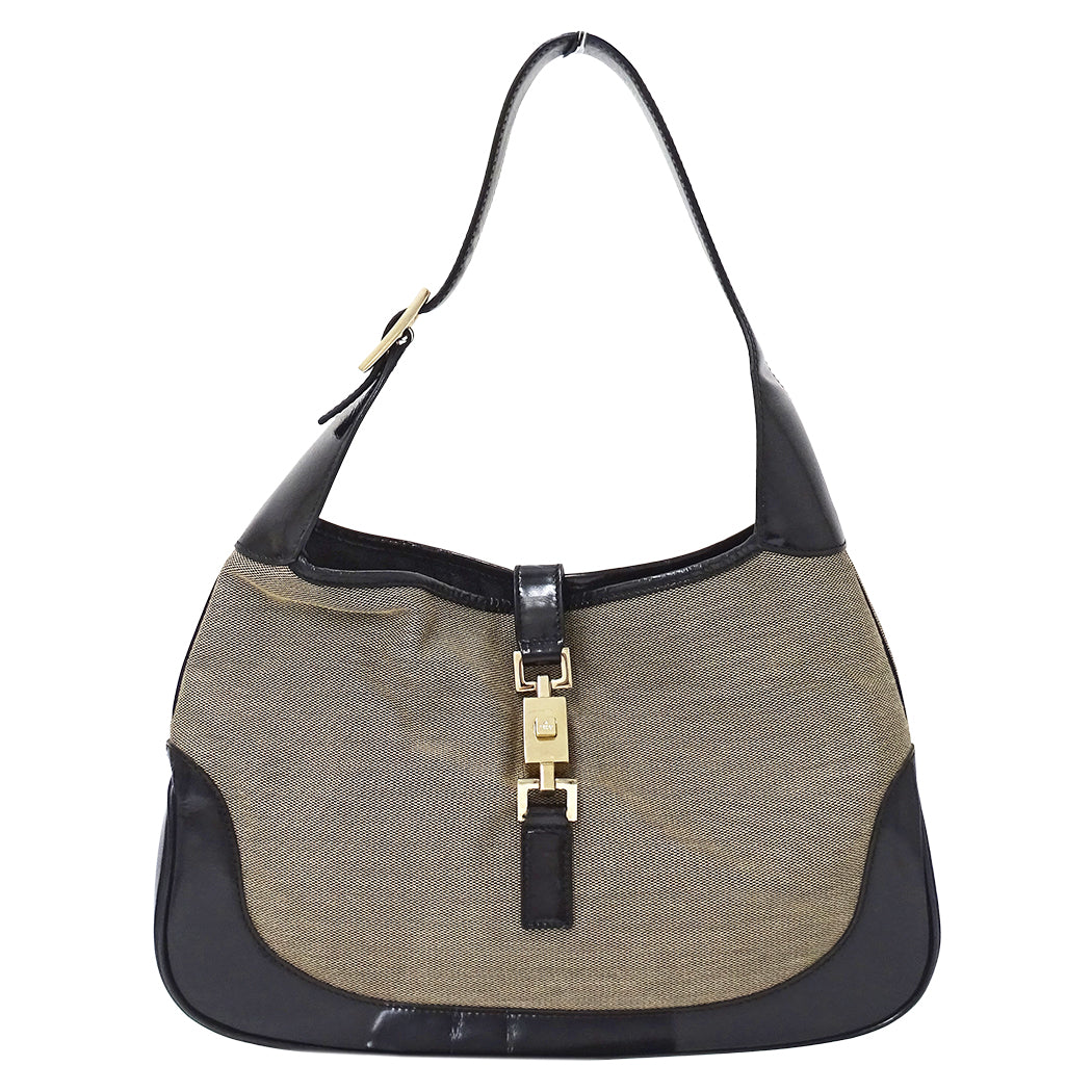 GUCCI グッチ ショルダーバッグ ジャッキー ベージュ ブラック 001・3306 キャンバス レディース 【中古】