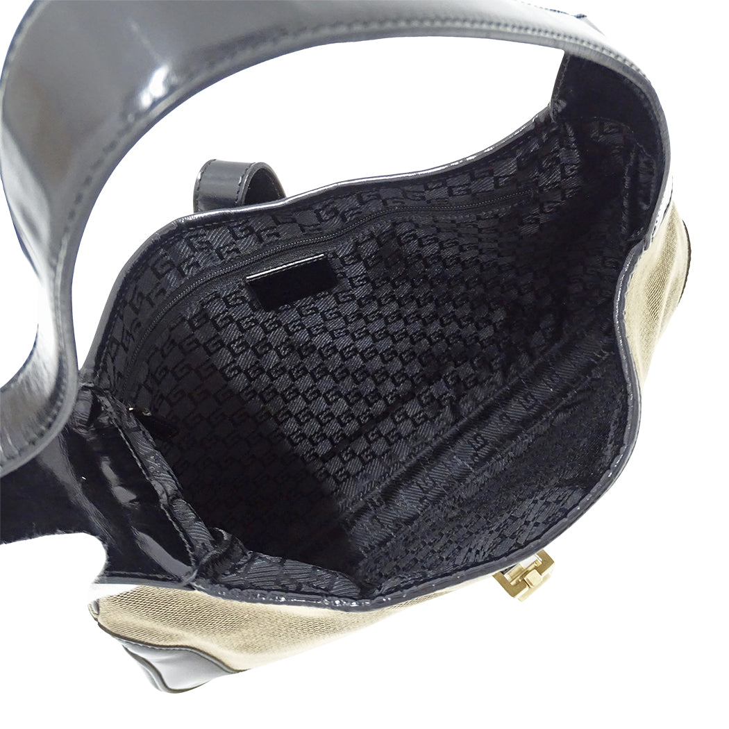 GUCCI グッチ ショルダーバッグ ジャッキー ベージュ ブラック 001・3306 キャンバス レディース 【中古】