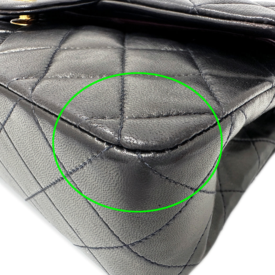 CHANEL シャネル ショルダーバッグ マトラッセ 25 ブラック ゴールド金具 ラムスキン レディース 【中古】