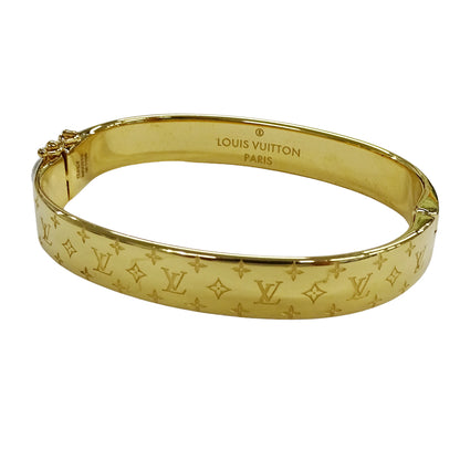 LOUIS VUITTON ルイ・ヴィトン カフ･ナノグラム バングル モノグラム メタル ゴールド レディース M00251 LE1106 Sサイズ【中古】