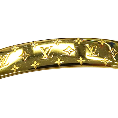 LOUIS VUITTON ルイ・ヴィトン カフ･ナノグラム バングル モノグラム メタル ゴールド レディース M00251 LE1106 Sサイズ【中古】