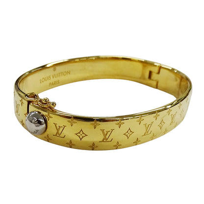 LOUIS VUITTON ルイ・ヴィトン カフ･ナノグラム バングル モノグラム メタル ゴールド レディース M00251 LE1106 Sサイズ【中古】