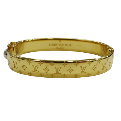 LOUIS VUITTON ルイ・ヴィトン カフ･ナノグラム バングル モノグラム メタル ゴールド レディース M00251 LE1106 Sサイズ【中古】