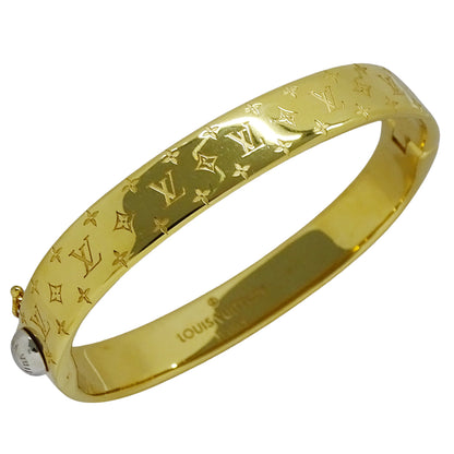 LOUIS VUITTON ルイ・ヴィトン カフ･ナノグラム バングル モノグラム メタル ゴールド レディース M00251 LE1106 Sサイズ【中古】