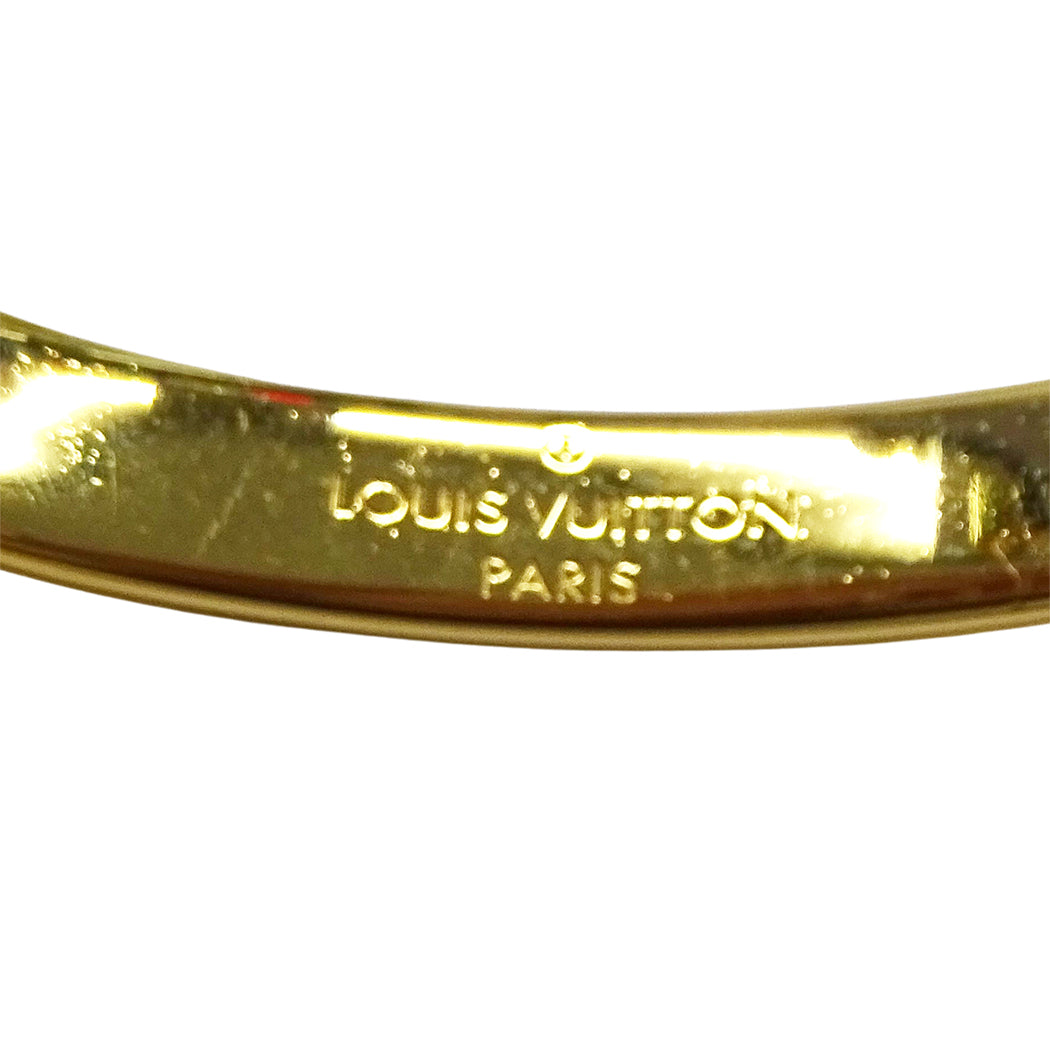 LOUIS VUITTON ルイ・ヴィトン カフ･ナノグラム バングル モノグラム メタル ゴールド レディース M00251 LE1106 Sサイズ【中古】