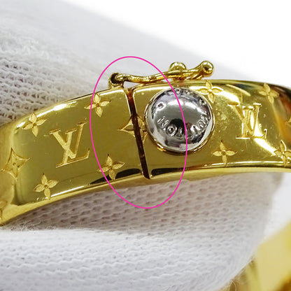 LOUIS VUITTON ルイ・ヴィトン カフ･ナノグラム バングル モノグラム メタル ゴールド レディース M00251 LE1106 Sサイズ【中古】