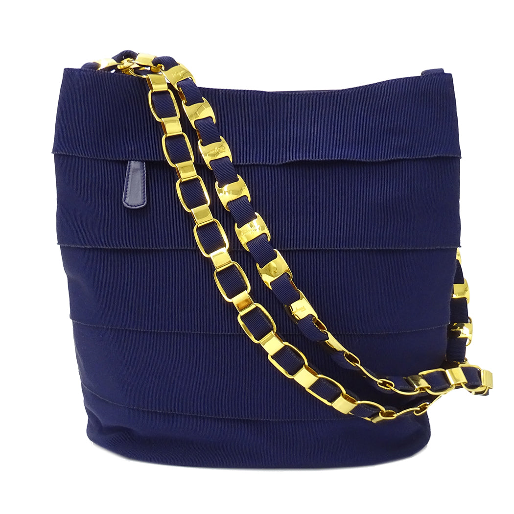 Ferragamo フェラガモ ショルダーバッグ ヴァラ パープル 紺 ナイロン レディース 【中古】