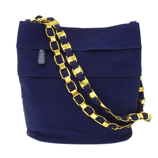 Ferragamo フェラガモ ショルダーバッグ ヴァラ パープル 紺 ナイロン レディース 【中古】