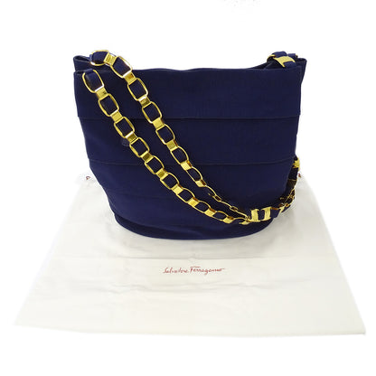 Ferragamo フェラガモ ショルダーバッグ ヴァラ パープル 紺 ナイロン レディース 【中古】