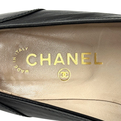 CHANEL シャネル ローファー ココマーク ターンロック ブラック 37 23.5cm ゴールド金具 レザー レディース 【中古】