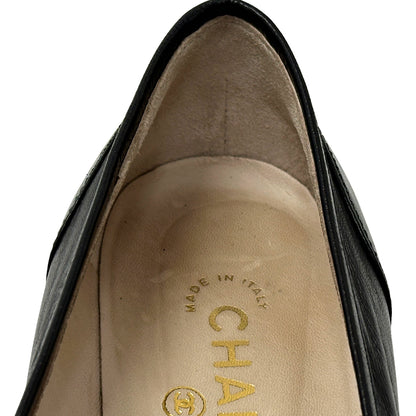 CHANEL シャネル ローファー ココマーク ターンロック ブラック 37 23.5cm ゴールド金具 レザー レディース 【中古】