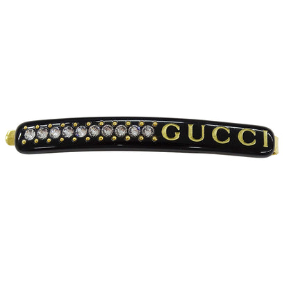 GUCCI グッチ ヘアアクセサリー ヘアピン 髪留め レジン クリスタル ブラック ゴールド レディース 【中古】