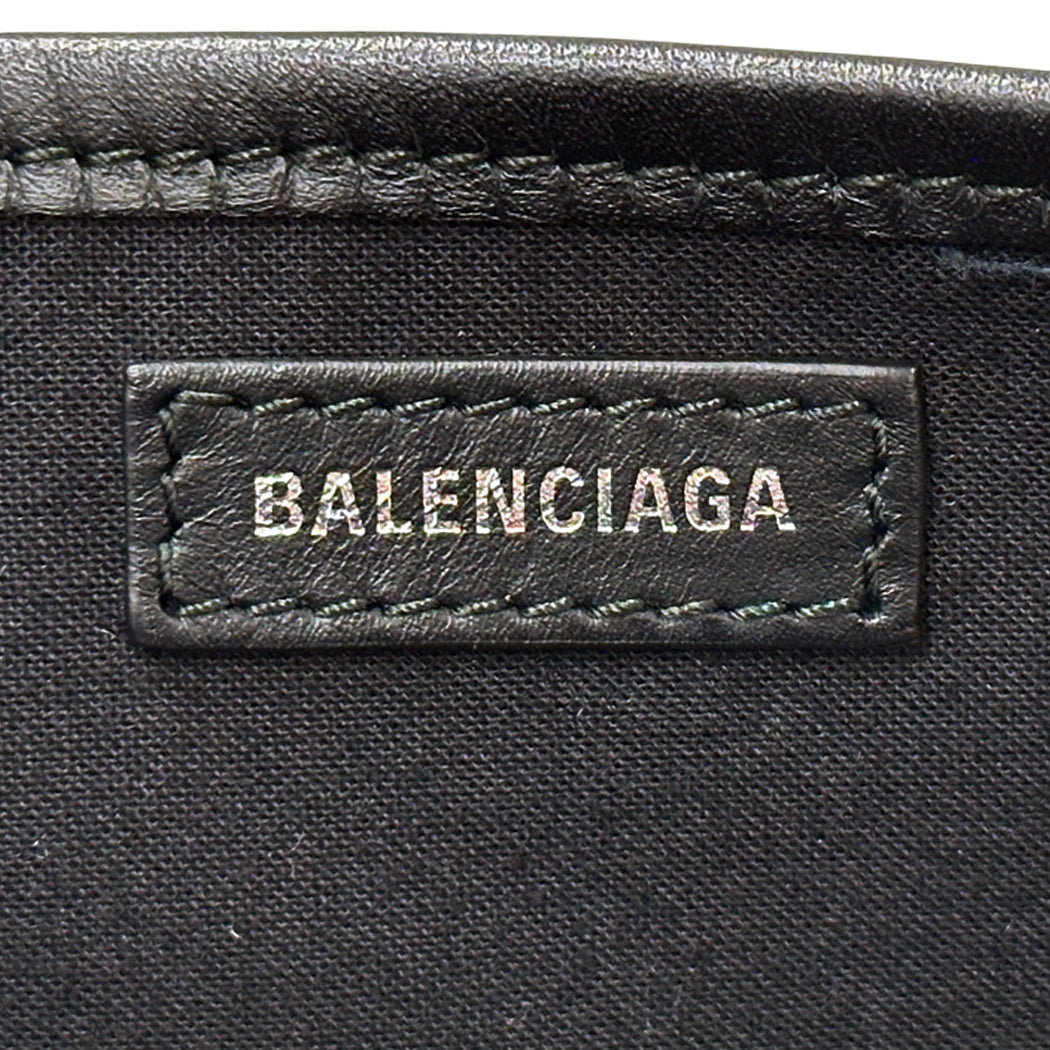 BALENCIAGA バレンシアガ ネイビーカバスS ハンドバッグ ホワイト ブラック 339933 キャンバス レディース 【中古】