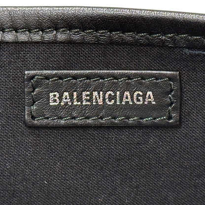 BALENCIAGA バレンシアガ ネイビーカバスS ハンドバッグ ホワイト ブラック 339933 キャンバス レディース 【中古】