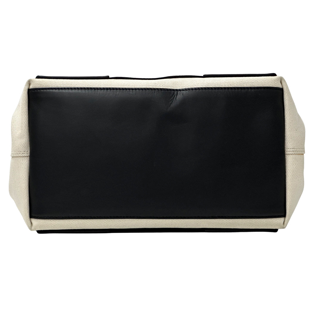 BALENCIAGA バレンシアガ ネイビーカバスS ハンドバッグ ホワイト ブラック 339933 キャンバス レディース 【中古】