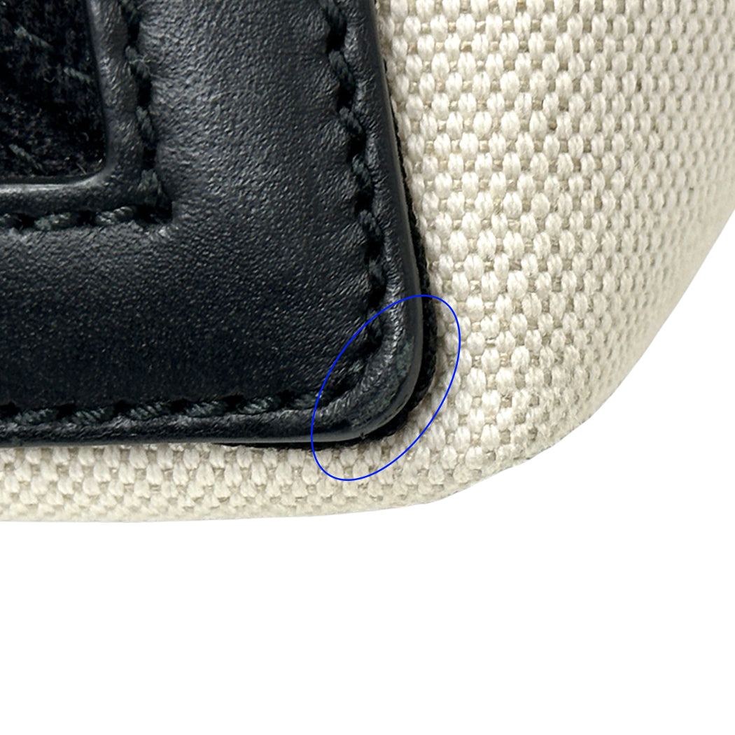BALENCIAGA バレンシアガ ネイビーカバスS ハンドバッグ ホワイト ブラック 339933 キャンバス レディース 【中古】