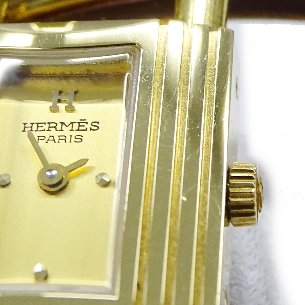 HERMES エルメス ケリーウォッチ KE1.201 レディース 腕時計 クオーツ QZ GP レザー 〇Ｙ【中古】
