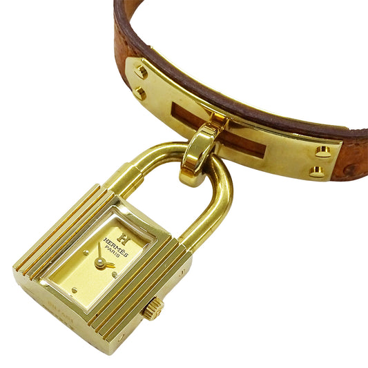 HERMES エルメス ケリーウォッチ KE1.201 レディース 腕時計 クオーツ QZ GP レザー 〇Ｙ【中古】