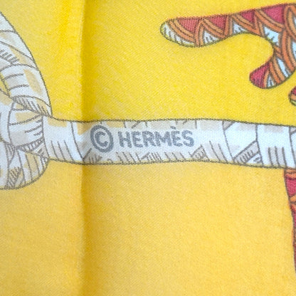 HERMES エルメス カレ90 Grands Fonds 深海 スカーフ イエロー マルチカラー シルク レディース 【中古】