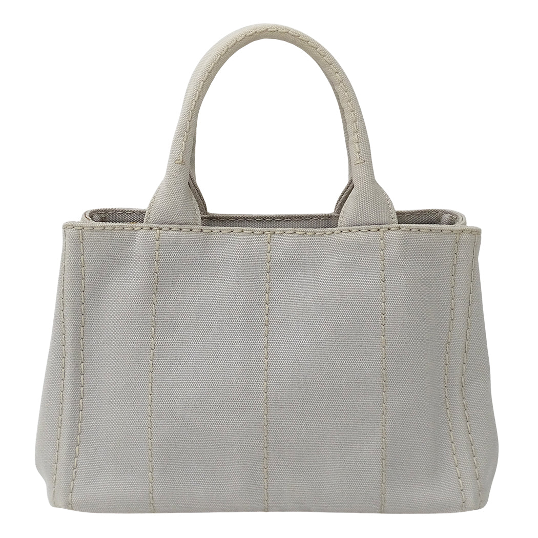 PRADA プラダ カナパ ミニ 2wayバッグ ライトグレー 1BG439 キャンバス レディース 【中古】