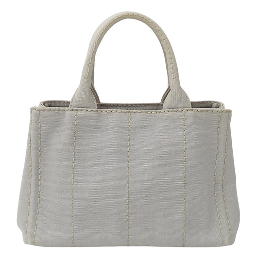 PRADA プラダ カナパ ミニ 2wayバッグ ライトグレー 1BG439 キャンバス レディース 【中古】