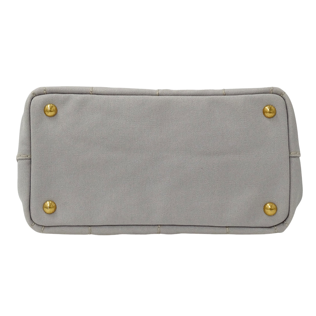 PRADA プラダ カナパ ミニ 2wayバッグ ライトグレー 1BG439 キャンバス レディース 【中古】