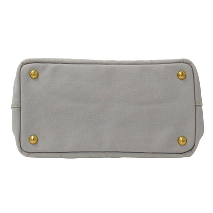 PRADA プラダ カナパ ミニ 2wayバッグ ライトグレー 1BG439 キャンバス レディース 【中古】
