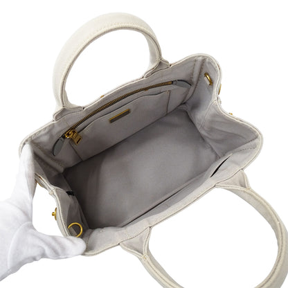 PRADA プラダ カナパ ミニ 2wayバッグ ライトグレー 1BG439 キャンバス レディース 【中古】