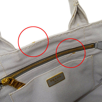 PRADA プラダ カナパ ミニ 2wayバッグ ライトグレー 1BG439 キャンバス レディース 【中古】