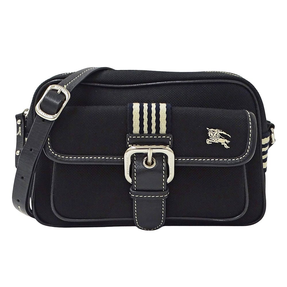 BURBERRY BLUE LABEL バーバリーブルーレーベル ショルダーバッグ ブラック キャンバス レディース 【中古】