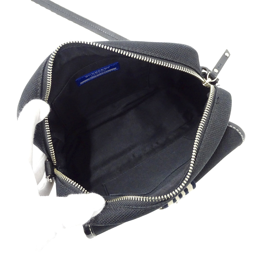 BURBERRY BLUE LABEL バーバリーブルーレーベル ショルダーバッグ ブラック キャンバス レディース 【中古】