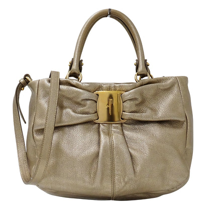 Ferragamo フェラガモ 2wayバッグ ヴァラ ゴールド レザー レディース 【中古】