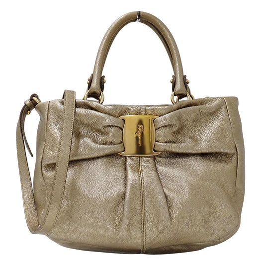 Ferragamo フェラガモ 2wayバッグ ヴァラ ゴールド レザー レディース 【中古】