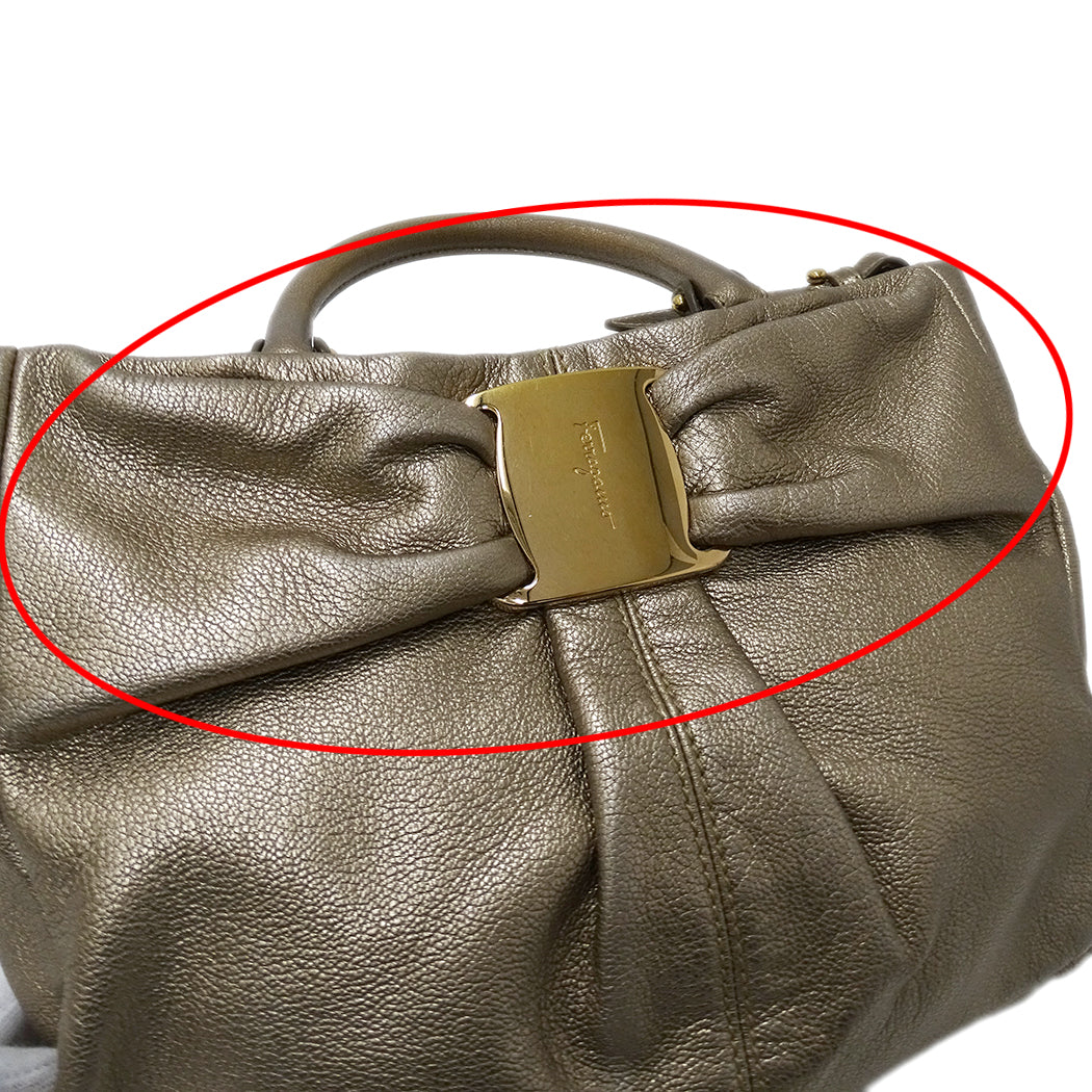 Ferragamo フェラガモ 2wayバッグ ヴァラ ゴールド レザー レディース 【中古】