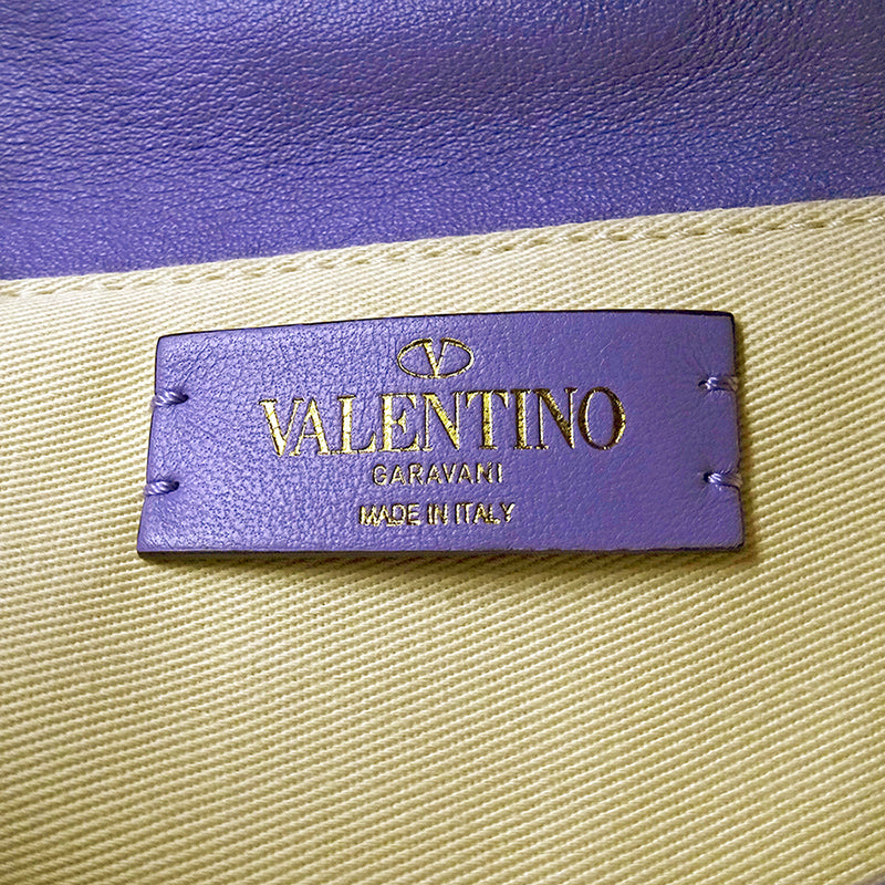 Valentino Garavani ヴァレンティノ・ガラヴァーニ ローマンスタッズ ラフィア 2wayバッグ パープル レディース 【中古】