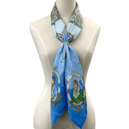 HERMES エルメス カレ90 LE GEOGRAPHE 地理学者 スカーフ ブルー マルチカラー シルク レディース 【中古】