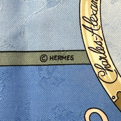 HERMES エルメス カレ90 LE GEOGRAPHE 地理学者 スカーフ ブルー マルチカラー シルク レディース 【中古】