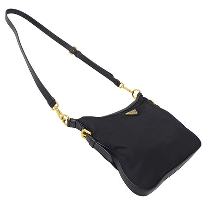 PRADA プラダ ショルダーバッグ ブラック ナイロン レディース 【中古】