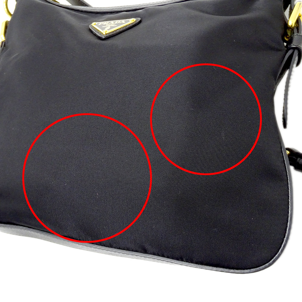 PRADA プラダ ショルダーバッグ ブラック ナイロン レディース 【中古】