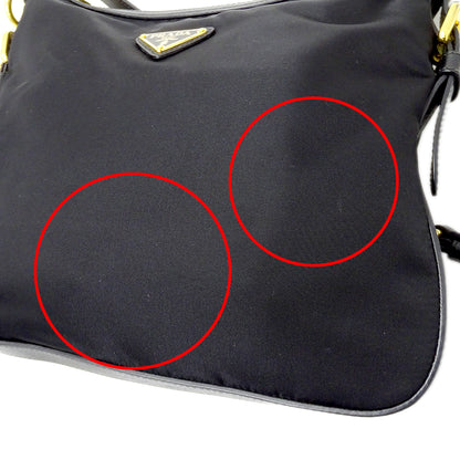 PRADA プラダ ショルダーバッグ ブラック ナイロン レディース 【中古】
