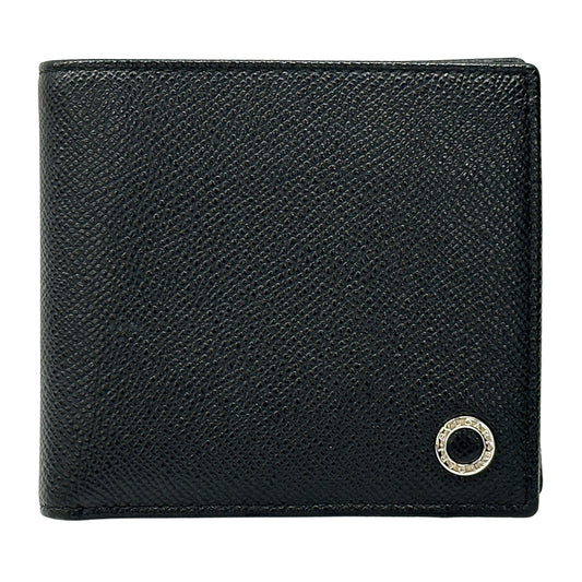 BVLGARI ブルガリ 二つ折り財布 ブルガリブルガリ マン ブラック ブルー レザー メンズ 【中古】
