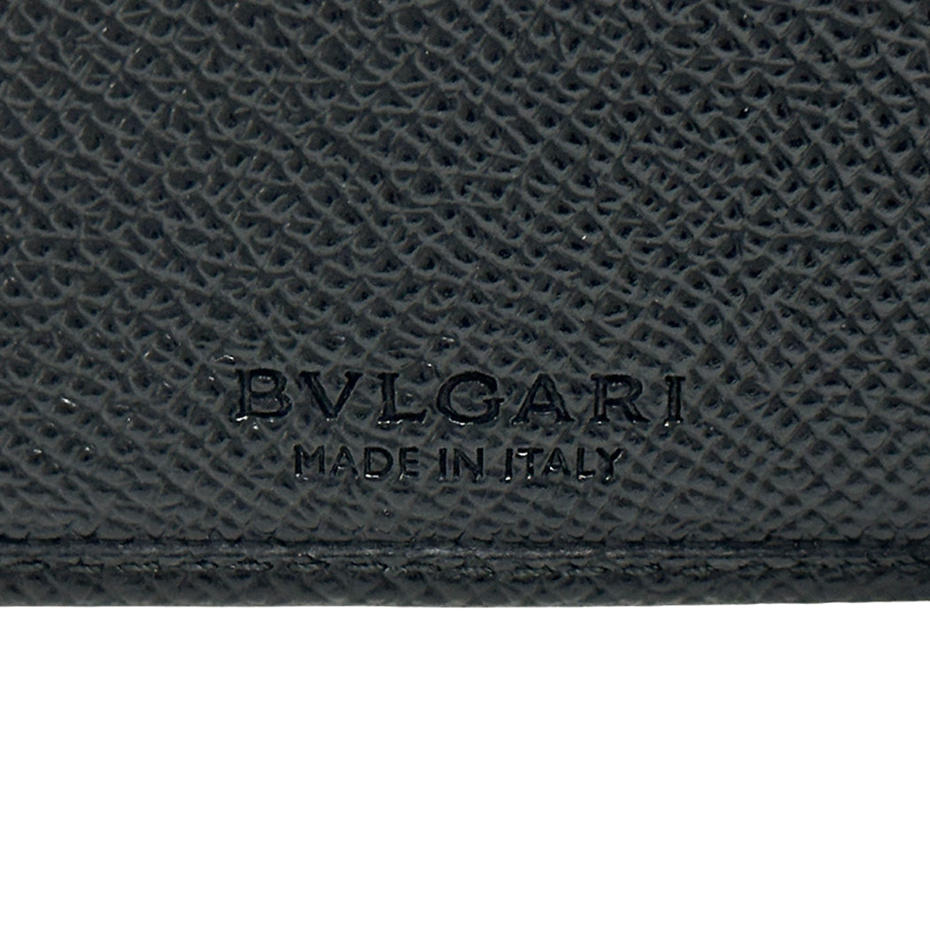 BVLGARI ブルガリ 二つ折り財布 ブルガリブルガリ マン ブラック ブルー レザー メンズ 【中古】