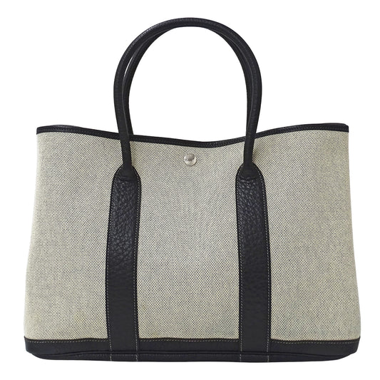 HERMES エルメス ガーデンパーティ PM トートバッグ ブラック ゴールド金具 トワルアッシュ レディース 【中古】