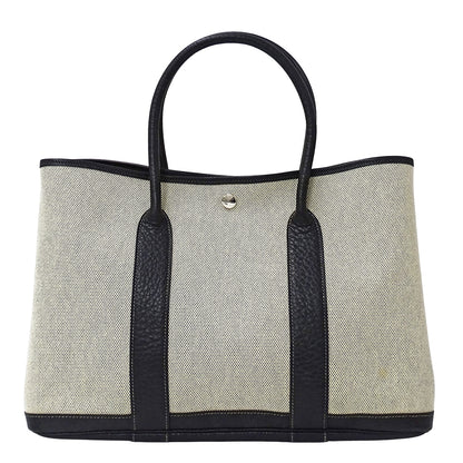 HERMES エルメス ガーデンパーティ PM トートバッグ ブラック ゴールド金具 トワルアッシュ レディース 【中古】