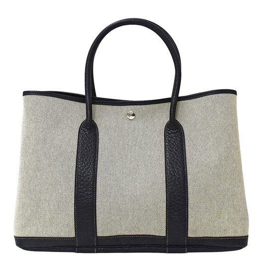 HERMES エルメス ガーデンパーティ PM トートバッグ ブラック ゴールド金具 トワルアッシュ レディース 【中古】
