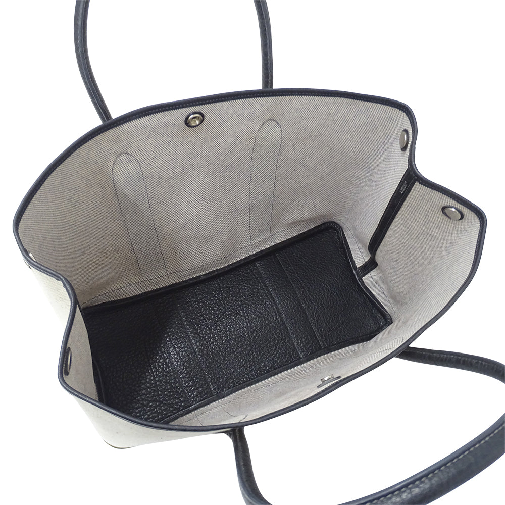 HERMES エルメス ガーデンパーティ PM トートバッグ ブラック ゴールド金具 トワルアッシュ レディース 【中古】