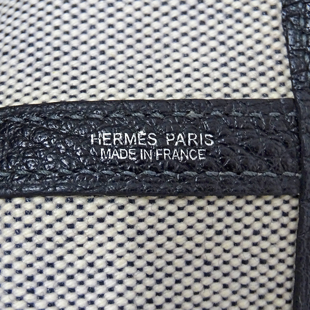 HERMES エルメス ガーデンパーティ PM トートバッグ ブラック ゴールド金具 トワルアッシュ レディース 【中古】